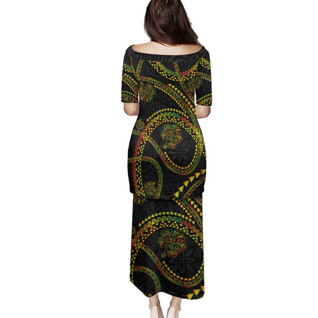 Hawaiian Kakau Art and Hisbiscus Tattoo Family Matching Puletasi and Hawaiian Shirt Tribal Pattern-Reggae Style - Polynesian Pride