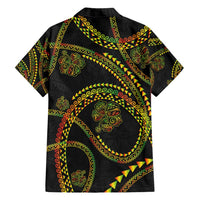 Hawaiian Kakau Art and Hisbiscus Tattoo Family Matching Short Sleeve Bodycon Dress and Hawaiian Shirt Tribal Pattern-Reggae Style - Polynesian Pride