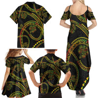 Hawaiian Kakau Art and Hisbiscus Tattoo Family Matching Summer Maxi Dress and Hawaiian Shirt Tribal Pattern-Reggae Style - Polynesian Pride