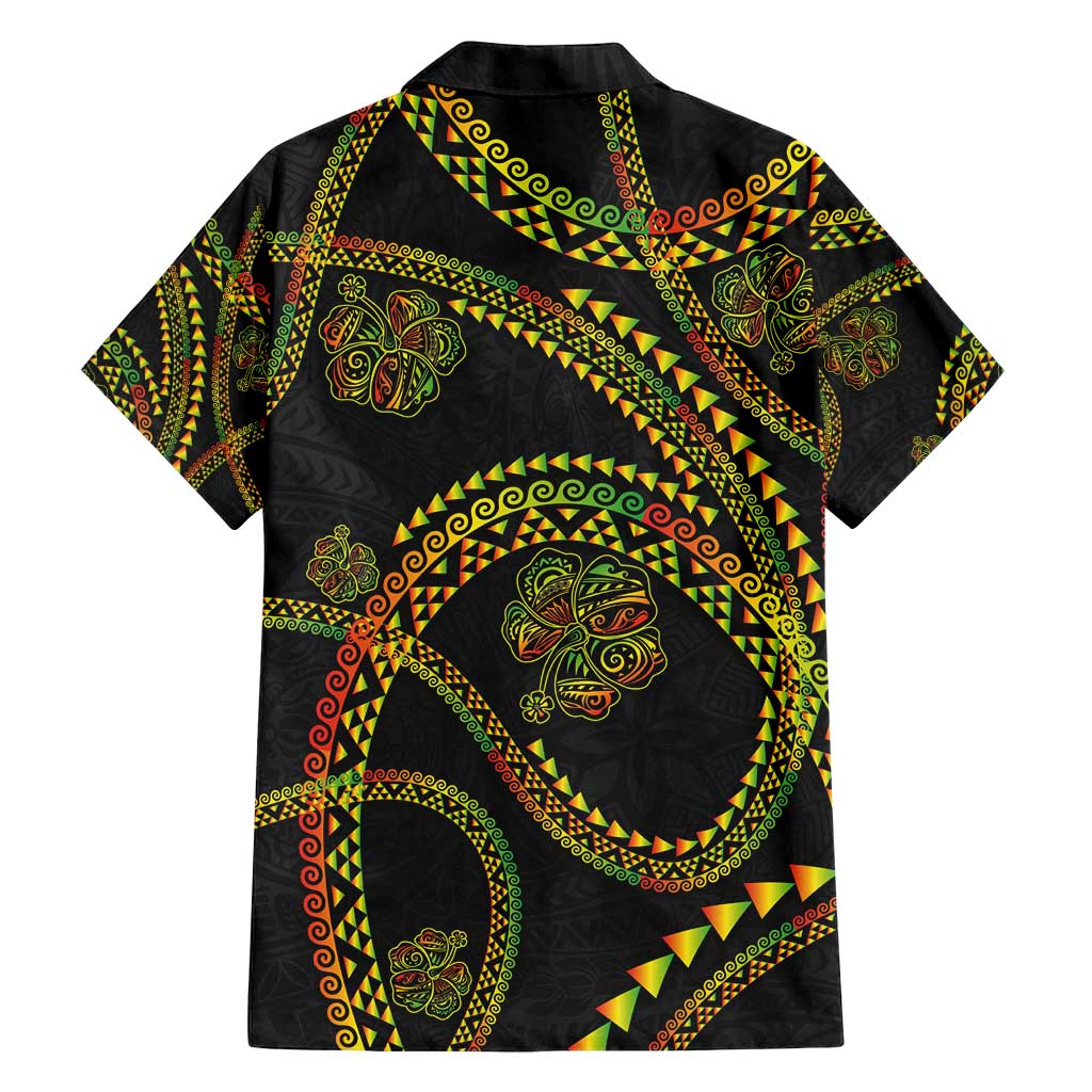 Hawaiian Kakau Art and Hisbiscus Tattoo Family Matching Summer Maxi Dress and Hawaiian Shirt Tribal Pattern-Reggae Style - Polynesian Pride