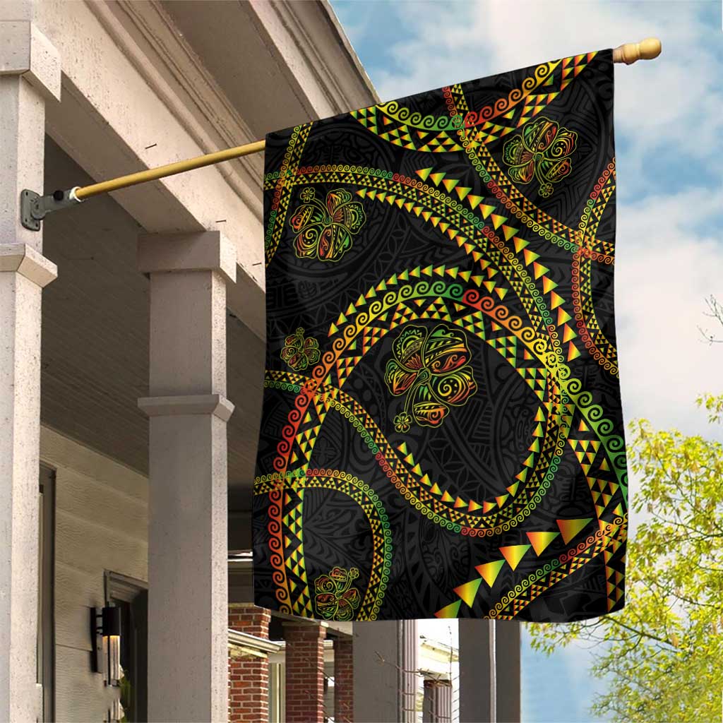 Hawaiian Kakau Art and Hisbiscus Tattoo Garden Flag Tribal Pattern-Reggae Style - Polynesian Pride