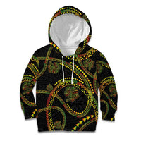 Hawaiian Kakau Art and Hisbiscus Tattoo Kid Hoodie Tribal Pattern-Reggae Style - Polynesian Pride