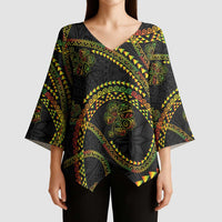 Hawaiian Kakau Art and Hisbiscus Tattoo Kimono Sleeve Blouse Tribal Pattern-Reggae Style - Polynesian Pride