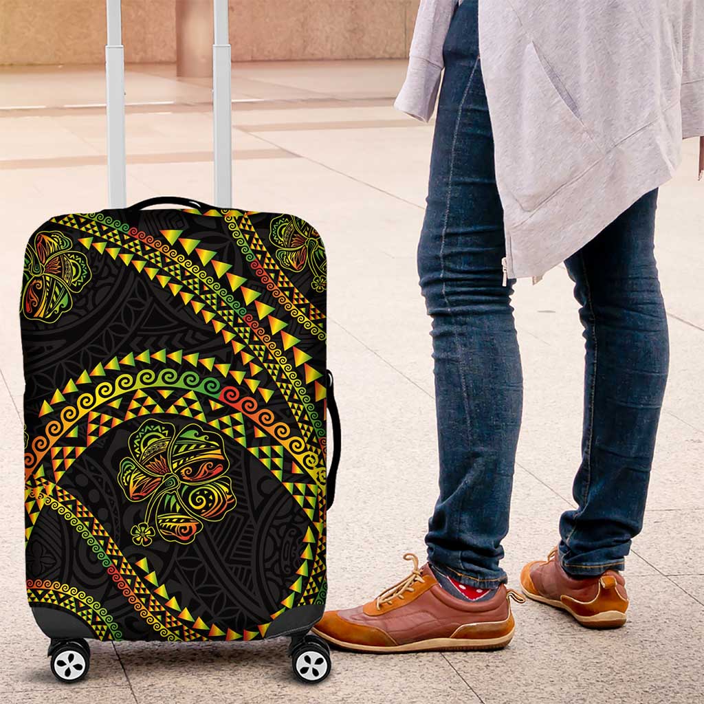 Hawaiian Kakau Art and Hisbiscus Tattoo Luggage Cover Tribal Pattern-Reggae Style - Polynesian Pride