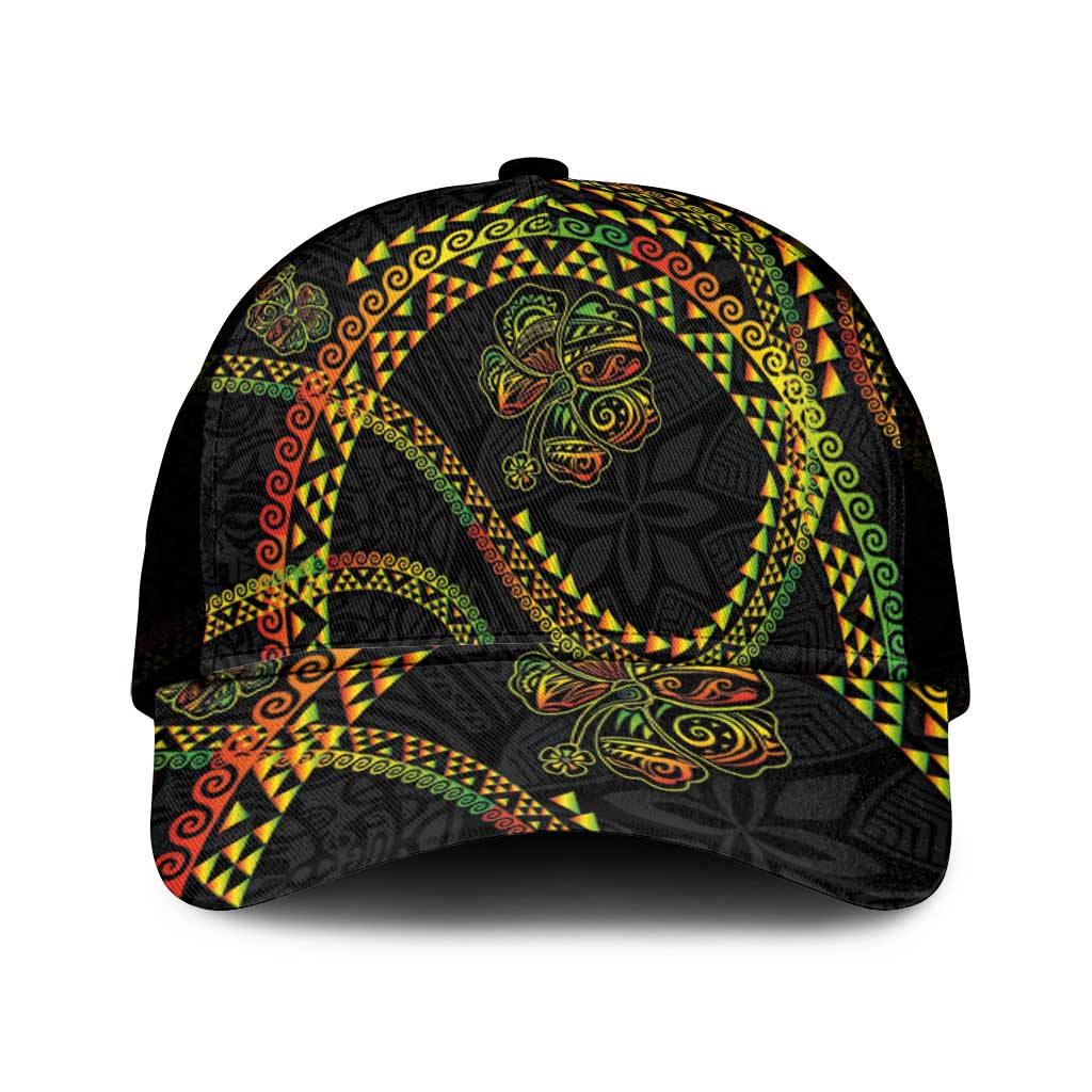 Hawaiian Kakau Art and Hisbiscus Tattoo Mesh Trucker Cap Tribal Pattern-Reggae Style - Polynesian Pride