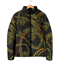 Hawaiian Kakau Art and Hisbiscus Tattoo Padded Jacket Tribal Pattern-Reggae Style - Polynesian Pride
