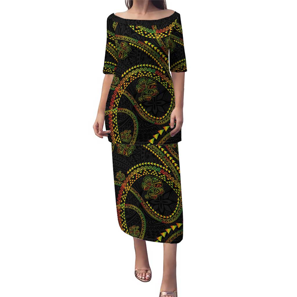 Hawaiian Kakau Art and Hisbiscus Tattoo Puletasi Tribal Pattern-Reggae Style - Polynesian Pride