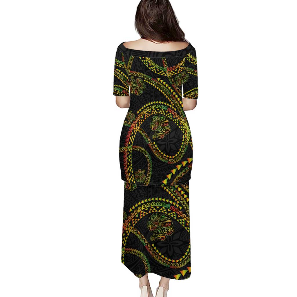 Hawaiian Kakau Art and Hisbiscus Tattoo Puletasi Tribal Pattern-Reggae Style - Polynesian Pride