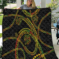 Hawaiian Kakau Art and Hisbiscus Tattoo Quilt Tribal Pattern-Reggae Style - Polynesian Pride