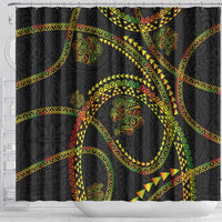 Hawaiian Kakau Art and Hisbiscus Tattoo Shower Curtain Tribal Pattern-Reggae Style - Polynesian Pride