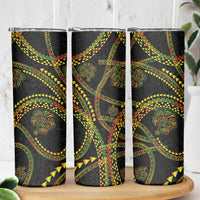 Hawaiian Kakau Art and Hisbiscus Tattoo Skinny Tumbler Tribal Pattern-Reggae Style - Polynesian Pride