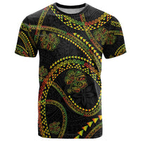 Hawaiian Kakau Art and Hisbiscus Tattoo T Shirt Tribal Pattern-Reggae Style - Polynesian Pride