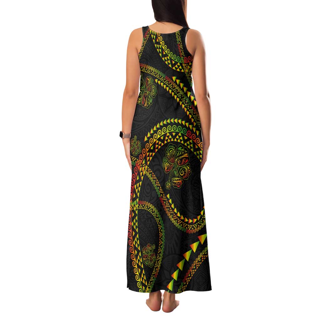 Hawaiian Kakau Art and Hisbiscus Tattoo Tank Maxi Dress Tribal Pattern-Reggae Style - Polynesian Pride