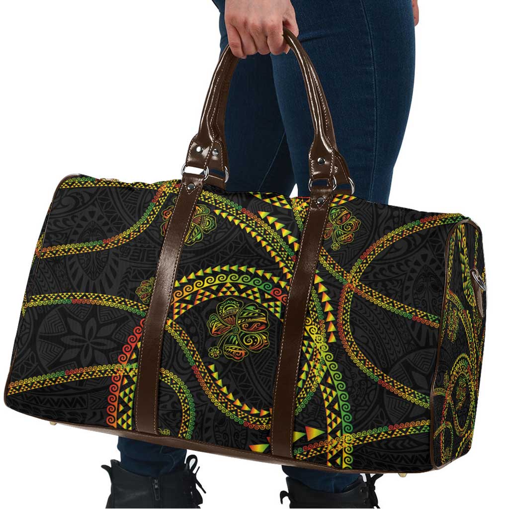 Hawaiian Kakau Art and Hisbiscus Tattoo Travel Bag Tribal Pattern-Reggae Style - Polynesian Pride