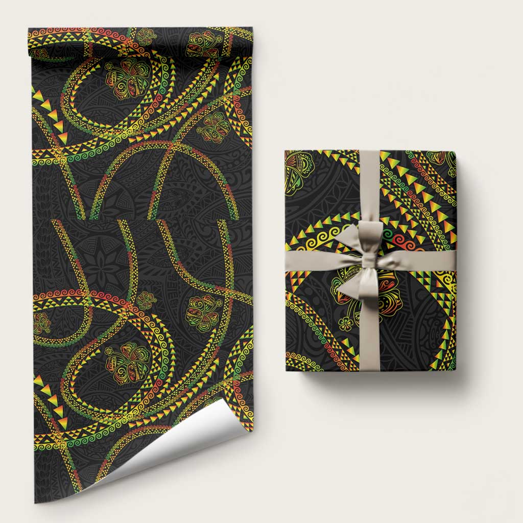 Hawaiian Kakau Art and Hisbiscus Tattoo Wrapping Paper Tribal Pattern-Reggae Style - Polynesian Pride