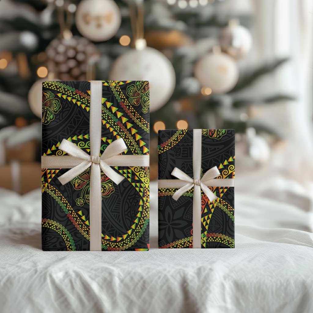 Hawaiian Kakau Art and Hisbiscus Tattoo Wrapping Paper Tribal Pattern-Reggae Style - Polynesian Pride