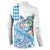 Hawaiian Abstract Sea Turtle Button Sweatshirt Polynesian Tapa Art and Kakau Tattoo White WaterColor - Polynesian Pride