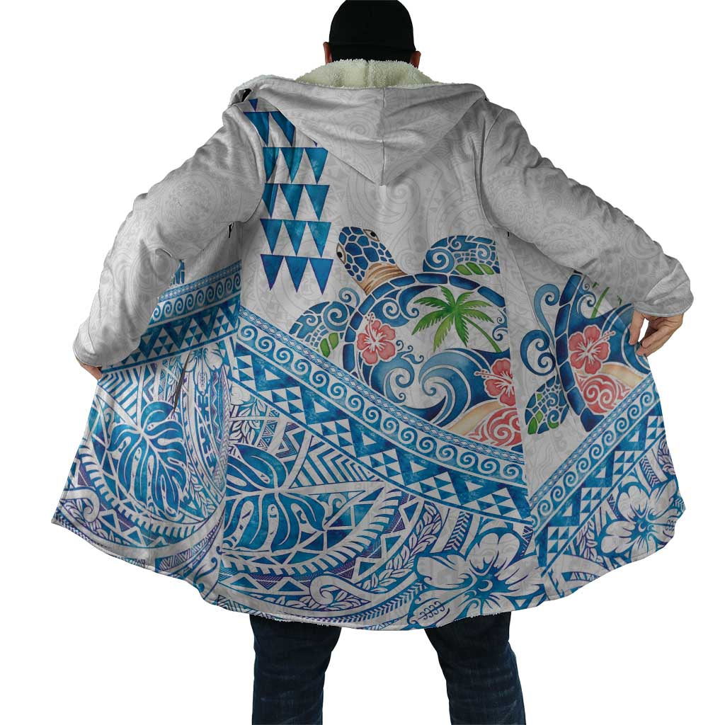 Hawaiian Abstract Sea Turtle Cloak Polynesian Tapa Art and Kakau Tattoo White WaterColor - Polynesian Pride