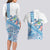 Hawaiian Abstract Sea Turtle Couples Matching Long Sleeve Bodycon Dress and Hawaiian Shirt Polynesian Tapa Art and Kakau Tattoo White WaterColor - Polynesian Pride