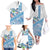 Hawaiian Abstract Sea Turtle Family Matching Off The Shoulder Long Sleeve Dress and Hawaiian Shirt Polynesian Tapa Art and Kakau Tattoo White WaterColor - Polynesian Pride