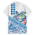 Hawaiian Abstract Sea Turtle Family Matching Off Shoulder Maxi Dress and Hawaiian Shirt Polynesian Tapa Art and Kakau Tattoo White WaterColor - Polynesian Pride