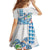 Hawaiian Abstract Sea Turtle Kid Short Sleeve Dress Polynesian Tapa Art and Kakau Tattoo White WaterColor - Polynesian Pride