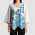 Hawaiian Abstract Sea Turtle Kimono Sleeve Blouse Polynesian Tapa Art and Kakau Tattoo White WaterColor - Polynesian Pride