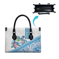 Hawaiian Abstract Sea Turtle Leather Bag Polynesian Tapa Art and Kakau Tattoo White WaterColor - Polynesian Pride