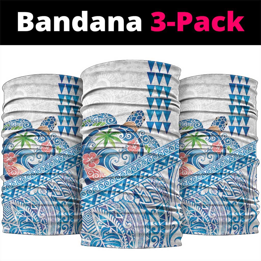 Hawaiian Abstract Sea Turtle Neck Gaiter Polynesian Tapa Art and Kakau Tattoo White WaterColor - Polynesian Pride