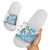 Hawaiian Abstract Sea Turtle Slide Sandals Polynesian Tapa Art and Kakau Tattoo White WaterColor - Polynesian Pride