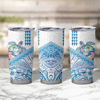 Hawaiian Abstract Sea Turtle Tumbler Cup Polynesian Tapa Art and Kakau Tattoo White WaterColor - Polynesian Pride