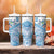 Hawaiian Abstract Sea Turtle Tumbler With Handle Polynesian Tapa Art and Kakau Tattoo White WaterColor - Polynesian Pride