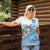 Hawaiian Abstract Sea Turtle Women Polo Shirt Polynesian Tapa Art and Kakau Tattoo White WaterColor - Polynesian Pride