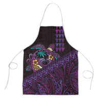 Hawaiian Abstract Sea Turtle Apron Polynesian Tapa Art and Kakau Tattoo Purple WaterColor - Polynesian Pride