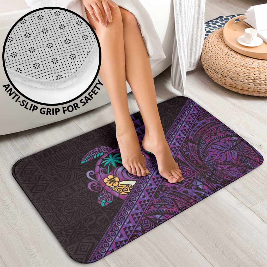 Hawaiian Abstract Sea Turtle Bathroom Set Polynesian Tapa Art and Kakau Tattoo Purple WaterColor - Polynesian Pride