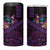 Hawaiian Abstract Sea Turtle 4 in 1 Can Cooler Tumbler Polynesian Tapa Art and Kakau Tattoo Purple WaterColor - Polynesian Pride
