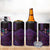 Hawaiian Abstract Sea Turtle 4 in 1 Can Cooler Tumbler Polynesian Tapa Art and Kakau Tattoo Purple WaterColor - Polynesian Pride