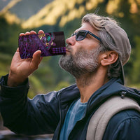 Hawaiian Abstract Sea Turtle 4 in 1 Can Cooler Tumbler Polynesian Tapa Art and Kakau Tattoo Purple WaterColor - Polynesian Pride