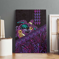 Hawaiian Abstract Sea Turtle Canvas Wall Art Polynesian Tapa Art and Kakau Tattoo Purple WaterColor - Polynesian Pride