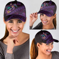 Hawaiian Abstract Sea Turtle Classic Cap Polynesian Tapa Art and Kakau Tattoo Purple WaterColor - Polynesian Pride