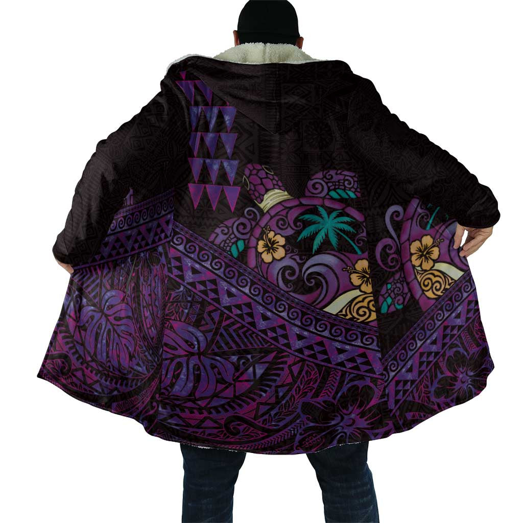 Hawaiian Abstract Sea Turtle Cloak Polynesian Tapa Art and Kakau Tattoo Purple WaterColor - Polynesian Pride
