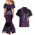 Hawaiian Abstract Sea Turtle Couples Matching Mermaid Dress and Hawaiian Shirt Polynesian Tapa Art and Kakau Tattoo Purple WaterColor - Polynesian Pride