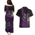 Hawaiian Abstract Sea Turtle Couples Matching Puletasi and Hawaiian Shirt Polynesian Tapa Art and Kakau Tattoo Purple WaterColor - Polynesian Pride