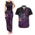 Hawaiian Abstract Sea Turtle Couples Matching Tank Maxi Dress and Hawaiian Shirt Polynesian Tapa Art and Kakau Tattoo Purple WaterColor - Polynesian Pride