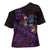 Hawaiian Abstract Sea Turtle Cross Shoulder Shirt Polynesian Tapa Art and Kakau Tattoo Purple WaterColor - Polynesian Pride