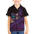 Hawaiian Abstract Sea Turtle Family Matching Off Shoulder Short Dress and Hawaiian Shirt Polynesian Tapa Art and Kakau Tattoo Purple WaterColor - Polynesian Pride