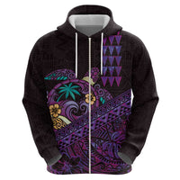 Hawaiian Abstract Sea Turtle Hoodie Polynesian Tapa Art and Kakau Tattoo Purple WaterColor - Polynesian Pride