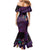 Hawaiian Abstract Sea Turtle Mermaid Dress Polynesian Tapa Art and Kakau Tattoo Purple WaterColor - Polynesian Pride