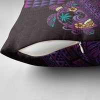 Hawaiian Abstract Sea Turtle Pillow Cover Polynesian Tapa Art and Kakau Tattoo Purple WaterColor - Polynesian Pride