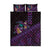 Hawaiian Abstract Sea Turtle Quilt Bed Set Polynesian Tapa Art and Kakau Tattoo Purple WaterColor - Polynesian Pride